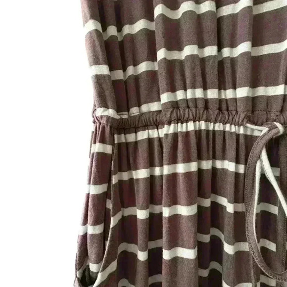 Simier Fariry Womens Dress Size Medium Brown Stripes Stretchy Casual Pockets‎ - Picture 4 of 12